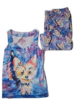 Leoma Lovegrove Pajama Set Womens S Multicolor Cami Sleep Pants Yorkie Graphic